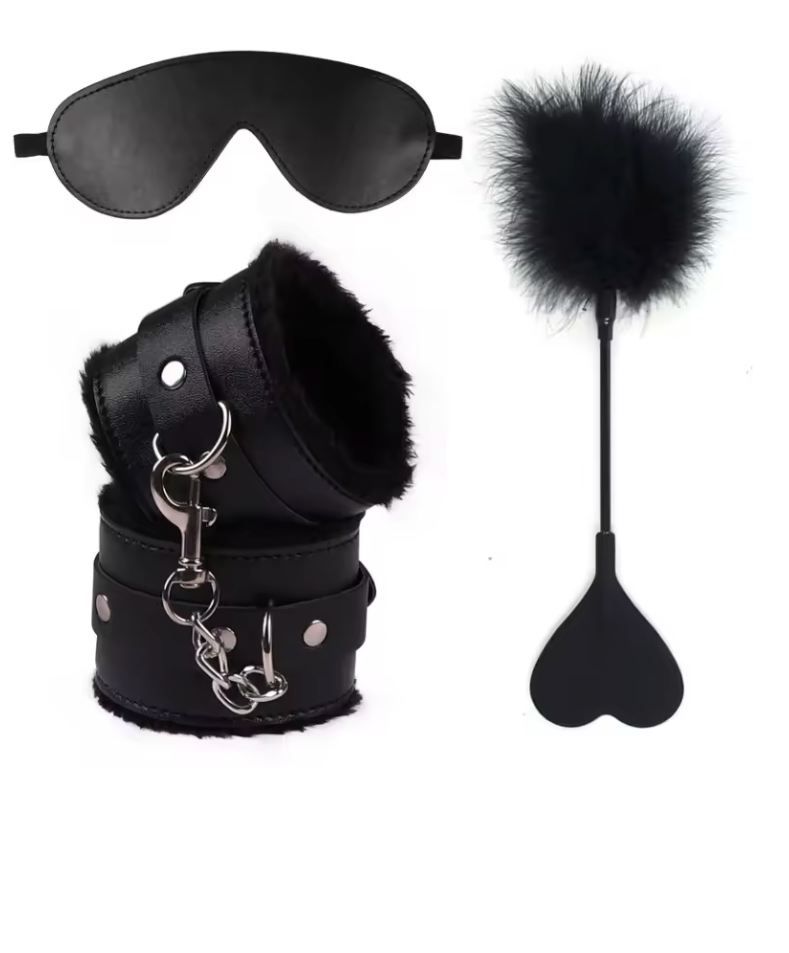BDSM 3-PCS Erotic Handcuffs With Blindfold Kit