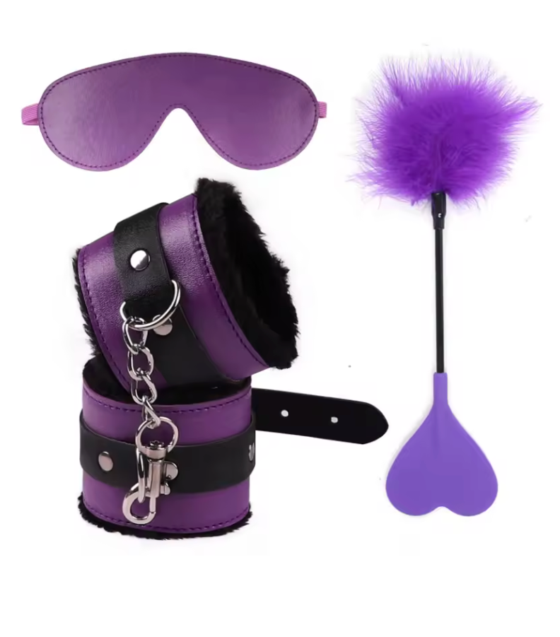 BDSM 3-PCS Erotic Handcuffs With Blindfold Kit