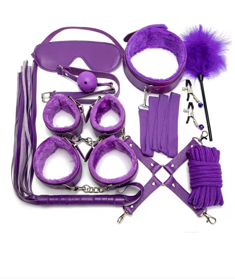 BDSM 12-PCS Erotic Handcuffs With Blindfold Kit